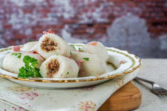 Pyzy - potato dumplings stuffed with meat, traditional Eastern European dish