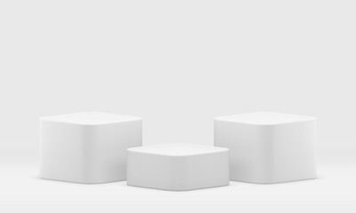 3d pedestal white smooth cubes squared foundation platform decor element realistic vector