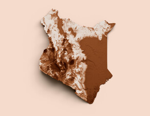 Map of Kenya in old style, brown graphics in a retro style Vintage Style. High detailed 3d illustration