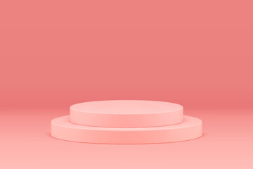 Pink 3d podium cylinder platform minimalist showcase performance product advertising ceremony vector