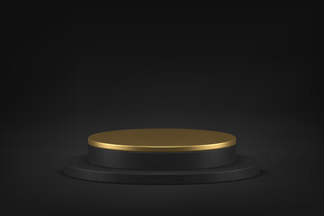 3d fashion circle pedestal advertising retail merchandise platform construction realistic vector