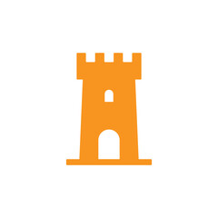 eps10 orange vector castle tower abstract solid art icon isolated on white background. castle building symbol in a simple flat trendy modern style for your website design, logo, and mobile application - obrazy, fototapety, plakaty
