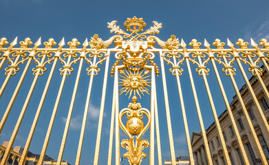 Fragment of the golden fence of Versailles palace