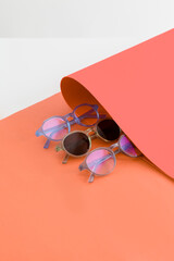 creative sunglasses on colorful background