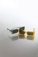 creative sunglasses on colorful background