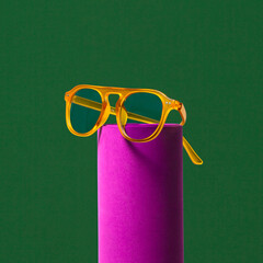 creative sunglasses on colorful background