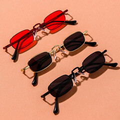 creative sunglasses on colorful background