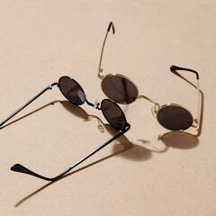 creative sunglasses on colorful background