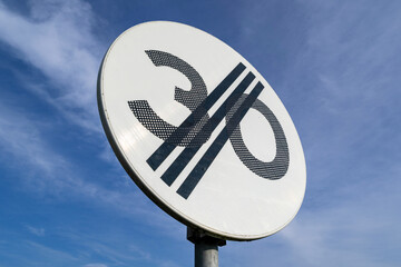 Dutch road sign: end of 30 km/h speed limit - obrazy, fototapety, plakaty