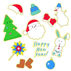 Pack Sticker New Year and Christmas