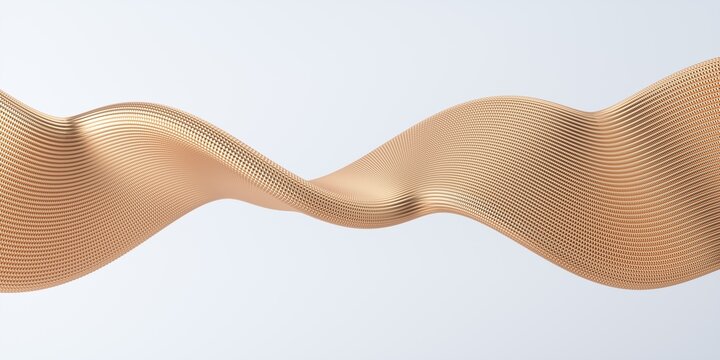 Twisted Gold shape 3d illustration on white background.  