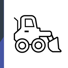 tractor, web icon, isolated icon on white background, construction, repair, construction tools