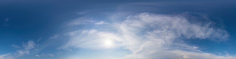 Naklejka na ściany i meble Blue sky panorama with Cirrus clouds. Seamless hdr 360 degree pa