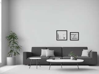 Room with empty picture on the wall