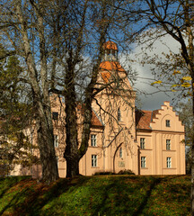 Beautiful European castles. The Edoles Castle, autumn, Latvia. High quality photo