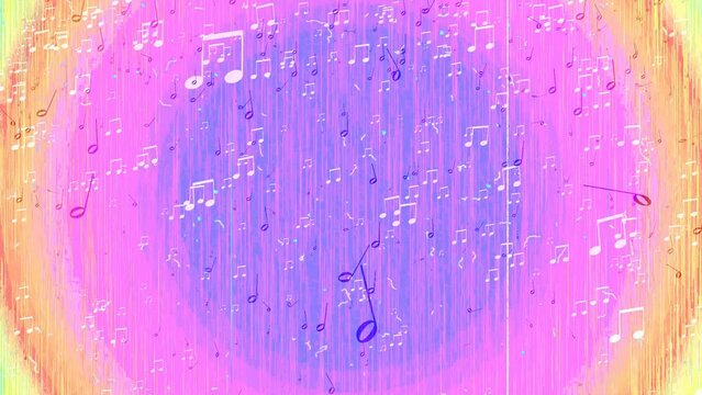 Rain of chaotically pouring musical symbols
