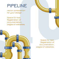 Vector collection of pipeline elements. Stylized pipes and joints. Flat style