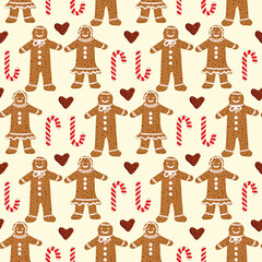 Gingerbread Christmas Cookies. Seamless pattern.