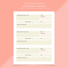 Sleep Tracker Notebook Template | Sleep Tracker Diary | Sleep Tracker Log Book