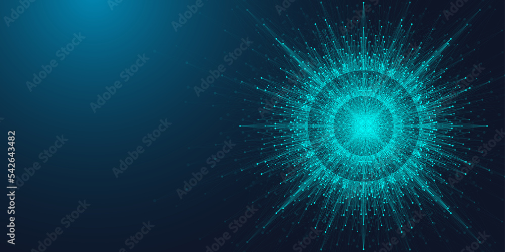 Leinwandbilder Quantum computing concept illustration. Deep learning artificial intelligence. Big data algorithms visualization for business, science presentations, posters, covers