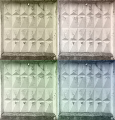 Old soviet concrete fence collage. Pattern.