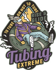 Tubing in the snow. Winter active sports. Snowboarding, tubing and alpine skiing print