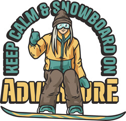 Snowboarder on a snowy mountain. Winter season extreme active sport. Emblem about snowboarding