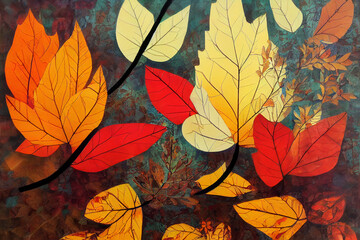 Mixed Media Abstract Autumn Illustration