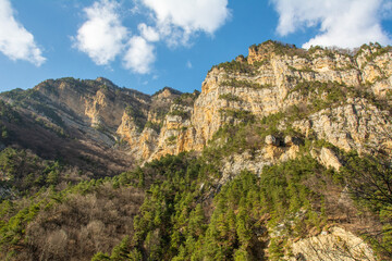 Fototapeta na wymiar View of the Great Caucasian Mountain range in the Republic of North Ossetia–Alania, Russia