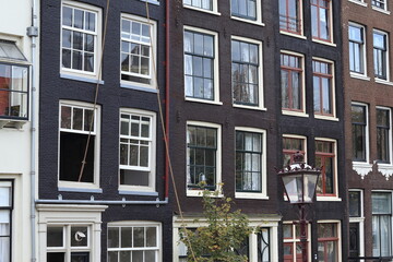 Obraz premium Amsterdam Brouwersgracht Canal Historic House Facades Close Up, Netherlands