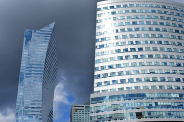 Obraz na płótnie Canvas Warsaw, Poland, September 2022. Beautiful office buildings. High-rise buildings