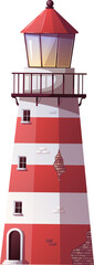 red and white lighthouse illustration