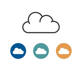 Cloud vector icon in outline and in three colors
