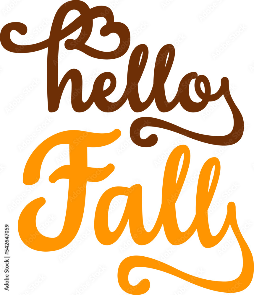 Aufkleber hello fall typography design script lettering design element