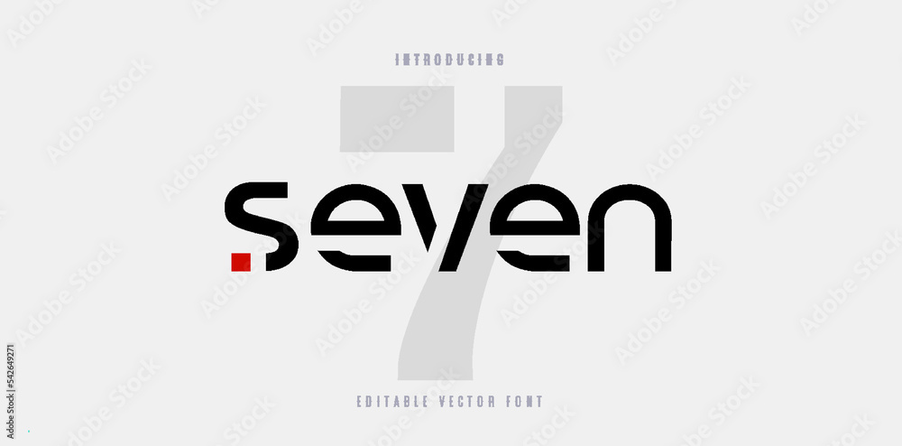Poster seven text abstract modern urban alphabet font template on white background with number 7. typograph