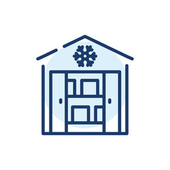 Refrigeration warehouse olor line icon. Pictogram for web page