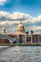 Fototapeta na wymiar View of River Thames and Millennium Bridge, London, England, UK