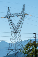 A electricity pylon or transmission tower.