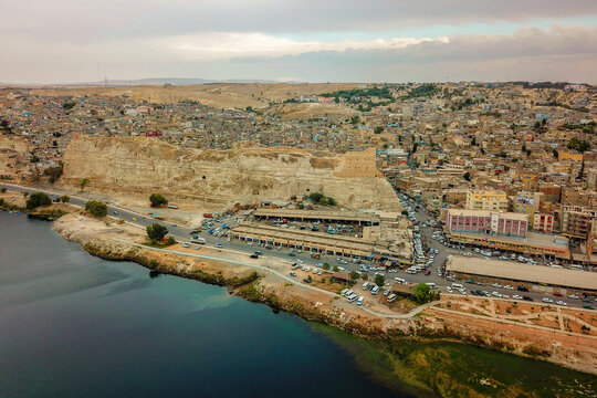 General view of Birecik Castle and Birecik District over the Euphrates River