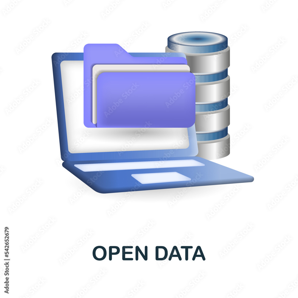 Aufkleber open data icon. 3d illustration from smart city collection. creative open data 3d icon for web desig