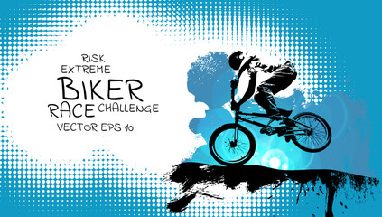 Vector extreme biker with place for text. Background ready for t-shirt design, poster, banner or graphic print. 