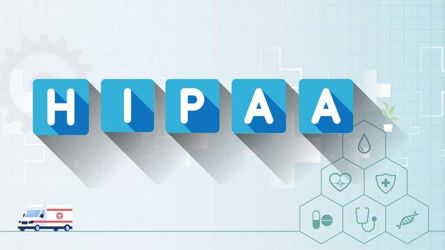 HIPAA Illustrated and Animated Text in 4K with Illustrated Cartoon Animation Showing Medical-industry Elements