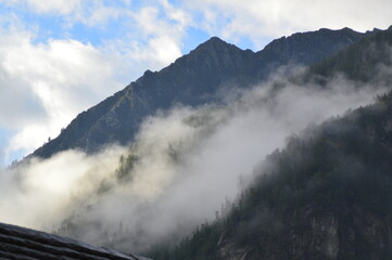 clouds over mountains