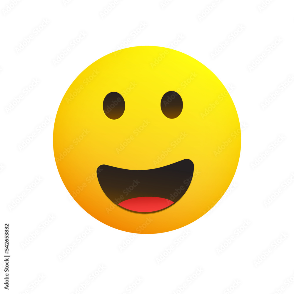 Poster smiling emoji - simple happy emoticon with open eyes isolated on white background - vector design