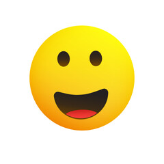 Smiling Emoji - Simple Happy Emoticon with Open Eyes Isolated on White Background - Vector Design
