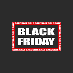 Black Friday sale text in frame typographic poster mockup, elegant dark background, special offer day banner design template, promotion flyer minimal style.