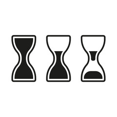 Hourglass line icon. Time management, keep track, sand, clock, schedule, planning, stopwatch, timer, loading, wait. Time measurement concept. Vector black set icon on a white background