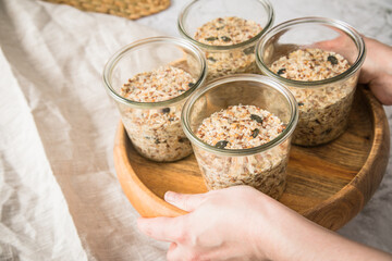 Brotteig von Vollkorn Brot mit Kürbiskernen, Haferflocken, Sonnenblumenkernen, Chia und Leinsaat...
