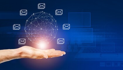 Business person's hand with digital infographic