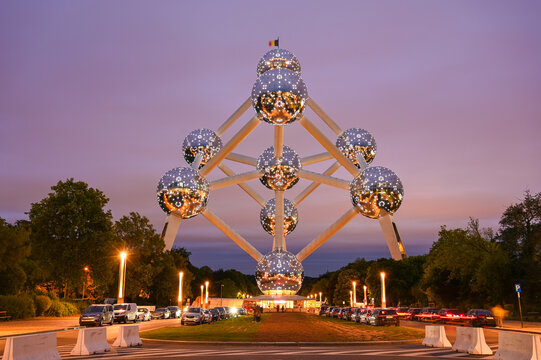 Atomium, symbol of Brussels. Popular tourist attraction and landmark in Bruxelles, Belgium.	